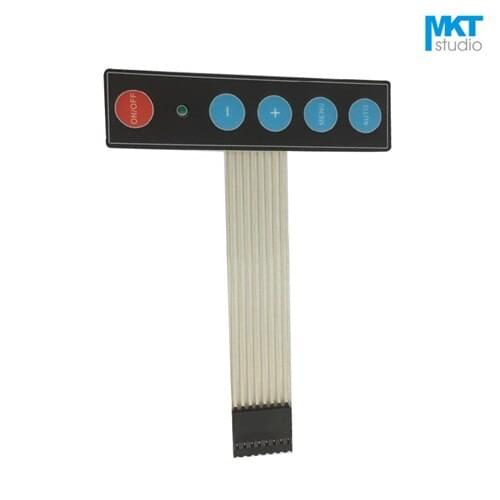 10Pcs Squared 99mmx24mm 1*5 Menu Membrane PVC Matrix Keypad Panel Switch For MCU Interface With Led Indicator