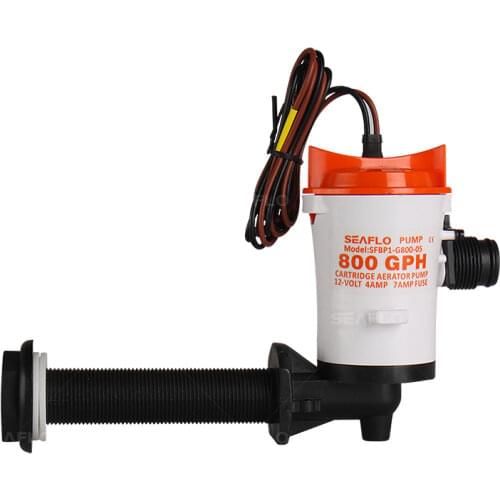 12v 800gph Angled Livewell Live Bait Tank Aerator Submersible Cartridge Boat Bilge Pump