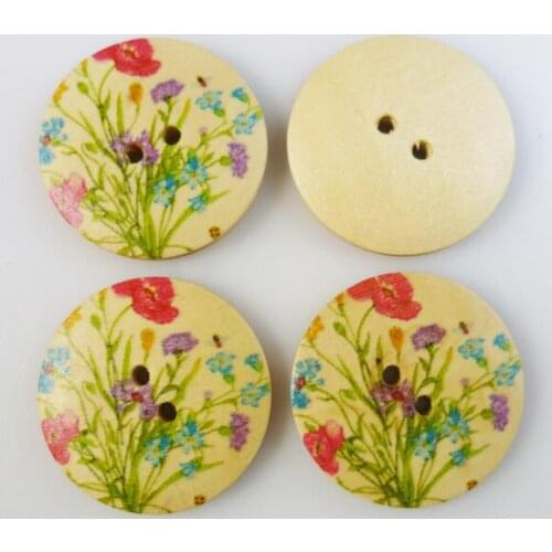 20PCS 30MM flower and bees painting wooden buttons coat boots sewing clothes accessories MCB-244