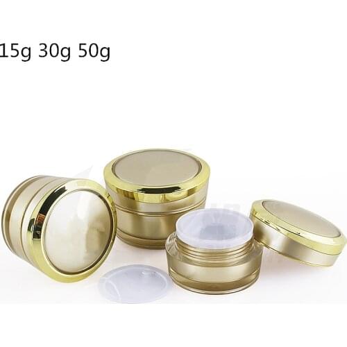 20Pcs High-end Acrylic Cosmetic Cream Jar Small Acrylic Plastic Bottle Jar Cour Korean Style Jar Gold Color 50g