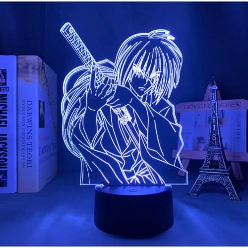3d Lamp Anime Rurouni Kenshin Himura Figure Led Light for Bedroom Decor Nightlight Manga Birthday Gift Room Led Night Light