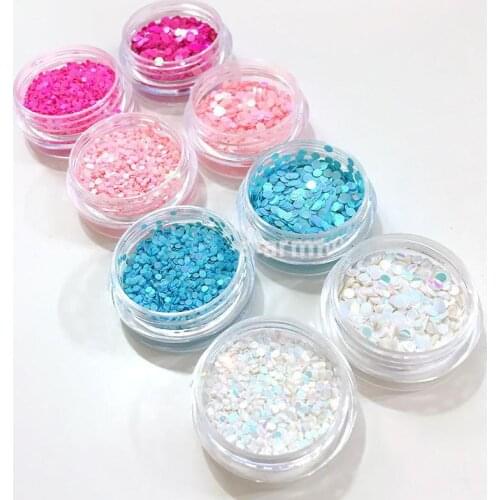 4Styles Round Glitter 1/2mm Iridescent AB Glitter Dots/4 Jars Nail Polish Mixed Nail Art Glitter Decorations Manicure Dotting,E4