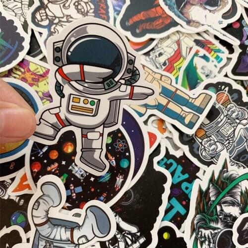 50pcs/set Graffiti Astronaut Stickers Waterproof Cool Space Explorer Vinyl Decals for Skateboard Laptop Water Bottle DIY Theme