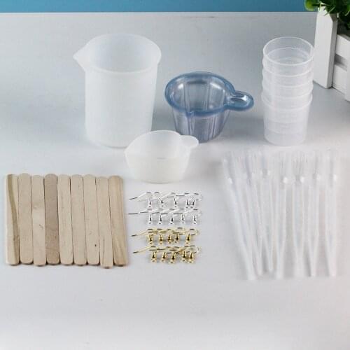 57pcs/kits DIY Epoxy Resin Molds Jewelry Making Tool Kit With Stirrers Droppers Spoons Cups,Diy Ear Stud