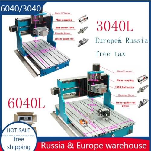 2021 New CNC Router frame 3040L 6040L linear guideway Ball screw 1605 Nema23 stepper motor for cnc engraving machine