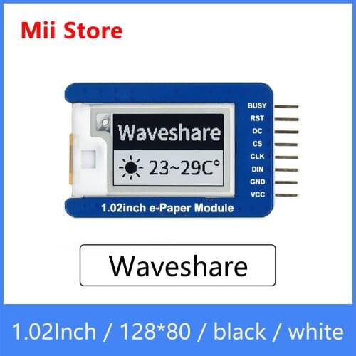 Waveshare 1.02inch E-Ink display module, 128*80 resolution,black/white dual-color, SPI interface,with embedded controller