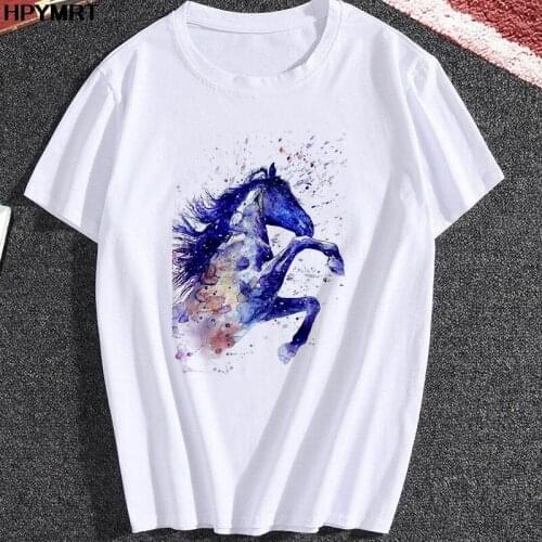 Cool horse printing tshirt women casual Harajuku fashion o-neck short sleeve T-shirt summer new kawaii womens clothing tops tee