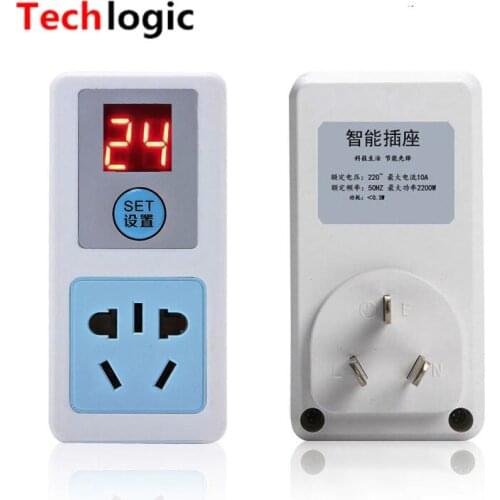 Techlogic LCD Display Intelligent Laptop Adapter Universal Charger Timer Mobile Phone Automatic Timer Switch Charging Socket