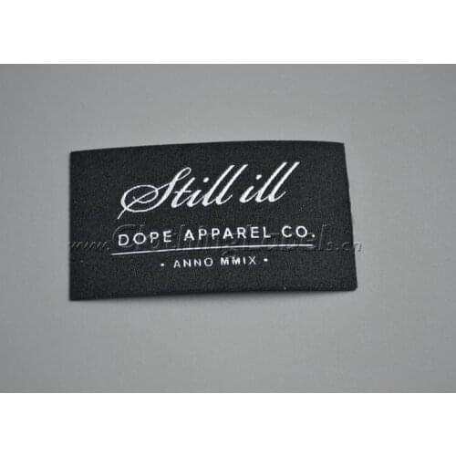 Custom woven patch for clothing, with heat cut edge, with heat transfer glue on, low moq