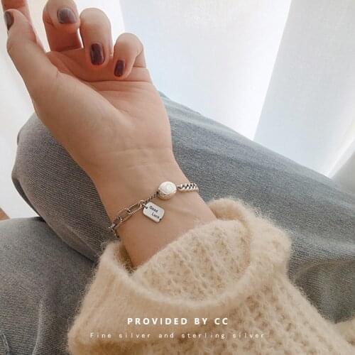 Korean version 925 silver lucky bracelet female INS small personality students Thai silver retro fashion hand string