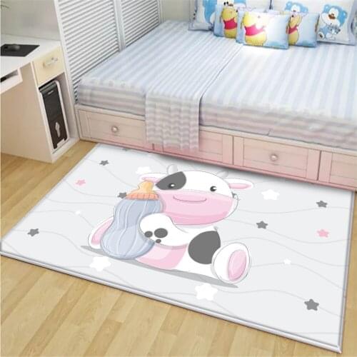 Tapis Salon Cartoon Animals Flannel Carpets for Palor Bedroom Living Room Rug Cartoon Cute Kid Carpet Animal Printed Child Mat