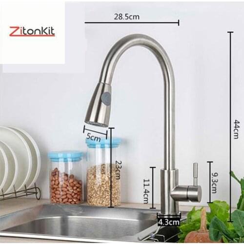 Kitchen Faucet 304 Stainless Steel Hot Cold Water Mixer 360 Rotation Handheld Shower Pull Out Side Sprayer Dual Kitchen Tap