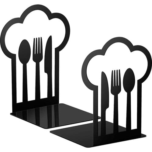 Kitchen Cookbook Bookends Fork Knife Spoon Decorative Metal Book Ends Fork Knife Spoon Cookbook Storage Books Bookends