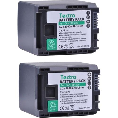 Tectra 2PCS BP-820 BP820 Camera Li-ion Battery for Canon XA20 XA25 HFG30 HF HF M30 HF M31 HF M40
