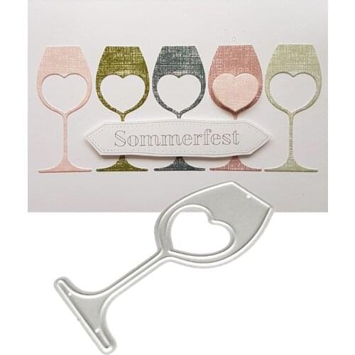 Heart Wine Glass Metal Cutting Dies Stencil DIY Scrapbooking Album Stamp Paper Card Embossing Craft Decor