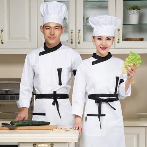 New Arrival Chef Jacket Adult Kitchen Wear Long Sleeved Male Female Restaurant Chef Uniform Long Sleeved Plus Size B-5912