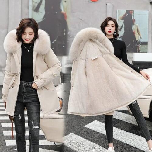 Women Parka Autumn Winter Coats for Women White Coat Jackets Wool Liner Warm Coats Fur Hooded