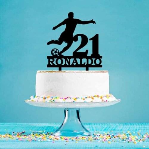 Personalized Football Cake Topper Custom Name Age Football Shot Cake Topper For Football Fans Birthday Party Cake Decor YC079