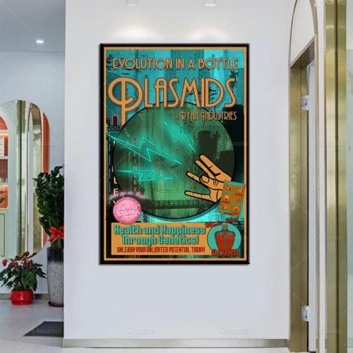 Bioshock Plasmids Advertisement Rapture Vintage Style Travel Poster Print Poster Retro Wall Art Canvas Painting Home Decoration