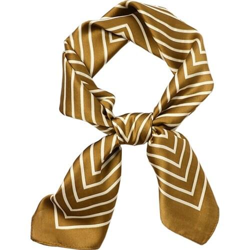 2020 Design Women Silk Satin Hair Scarf Square Hijab Foulard Striped Shawl Wraps Femme Headband Luxury Neckerchief Letter Ties