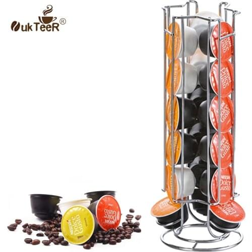 Useful Metal Coffee Pods Holder Iron Chrome Plating Stand Coffee Capsule Storage Rack for 18pcs Dolce Gusto Capsule