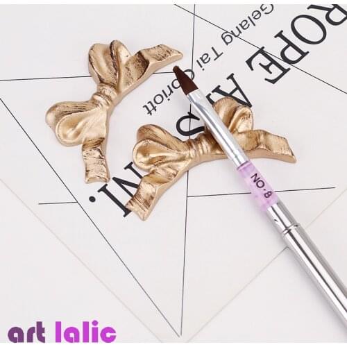 Resin Ribbon Bow Knot Nail Art Brush Holder Gold Acrylic Pen Display Stand Tools UV Gel Polish Brush Rest Decoration