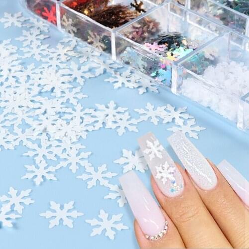 Christmas Snowflake Sequins Winter Nail Art Decorations For Mixed Size Glitter Mermaid Flake New Year Nail Accessories RK140164