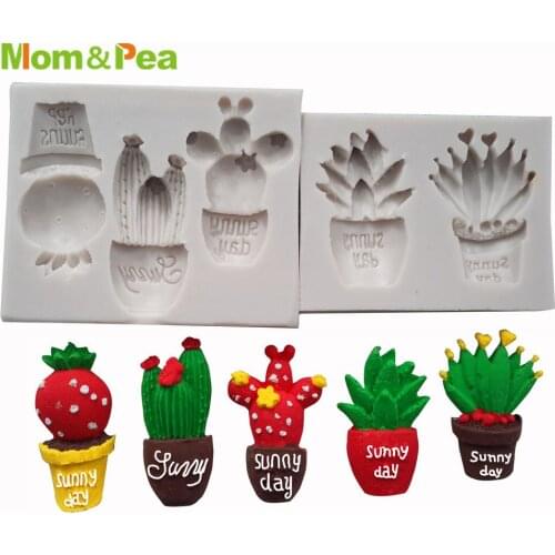 Mom&Pea MPA0748-9 Pot Plant Shaped Silicone Mold Cake Decoration Fondant Cake 3D Mold Food Grade