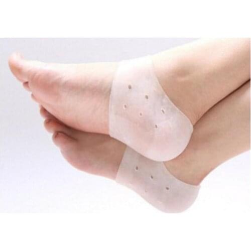 2pcs Silicone Heel Socks Gel Footing Care Pad With Hole Feet Cracked Skin Moisturizing Foot Care Anti Cracking Protective Sleeve