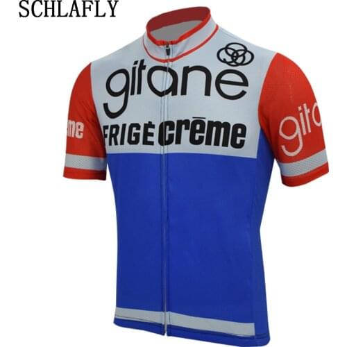 Blue Red Classic Cycling jersey short sleeve summer bike wear jersey road jersey cycling clothing schlafly cycling top