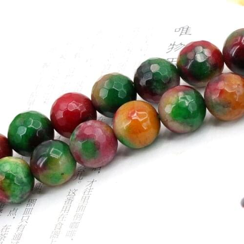 Discounts Chalcedony Red&Green 12mm Faceted Round Loose Beads DIY Accessories Suitable Women Fashion Jewelry Making Design 15