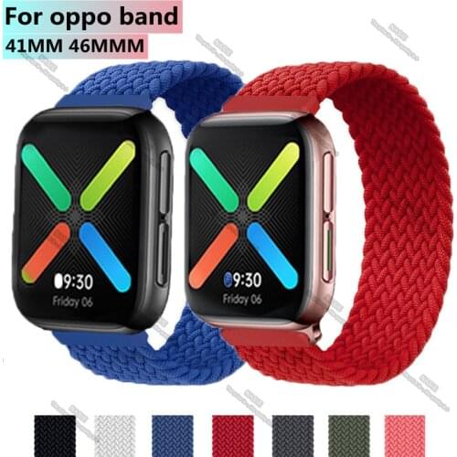 Fabric Braided Solo Loop Nylon Strap For Oppo Watch Band 41mm 46mm Elastic Bracelet for Oppo Series 41mm 46mm