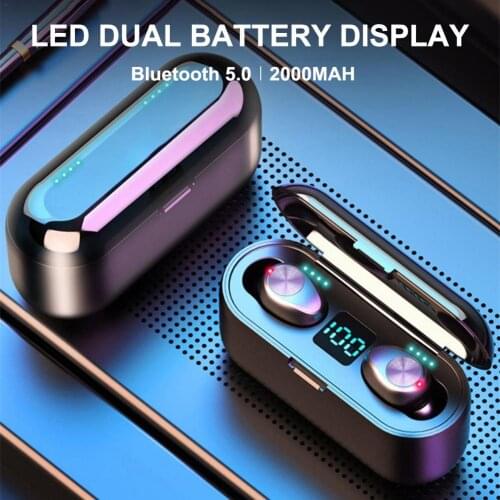 F9 Mini Bluetooth 5.0 Earphone TWS Wireless Earphone 8D surround HIFI sound Stereo With 2000 MAh Charging Box