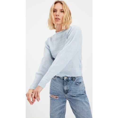 Trendyol Mesh Detailed Upright Collar Knitwear Sweater TWOAW22KZ0425