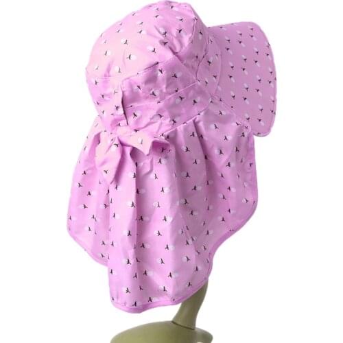 Women Summer Sun Hat Wide Brim UV Protection Visor Removable Neck Face Flap Cap