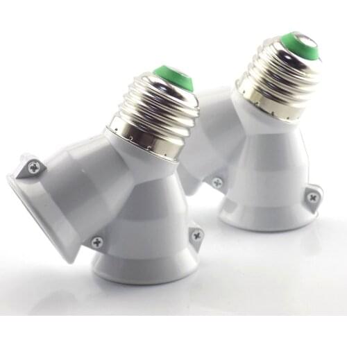 1PCS 1 E27 to 2 E27 splitter Lamp Bulb base Adapter Converter 2E27 265V 2A LED Y Shape Socket Light Holder Conversion socket