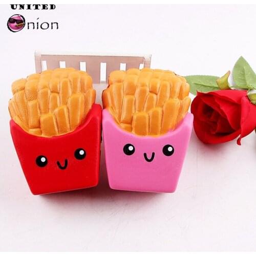 1PC Jumbo French Fries Antistress Squishy Slow Rising Hand Exerciser Squeeze Toy Stretchy Relieves Stress Anxiety Phone Strap