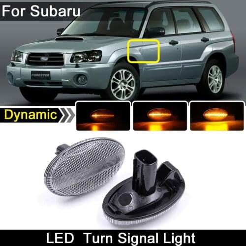2Pcs For Subaru Liberty Forester Impreza WRX STi Clear Lens Car Front LED Side Marker Light Dynamic Amber Turn Signal Lamp