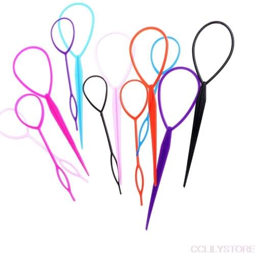 2pcs/set Fashion Ponytail Creator Plastic Loop Styling Tools Pony Topsy Tail Clip Hair Braid Maker Styling Tool