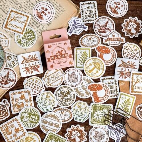 45 Pcs/Box Vintage Stamp Postmark Paper Sticker Decorative Diary Scrapbook Planner Stickers Kawaii Stationery School Supplies