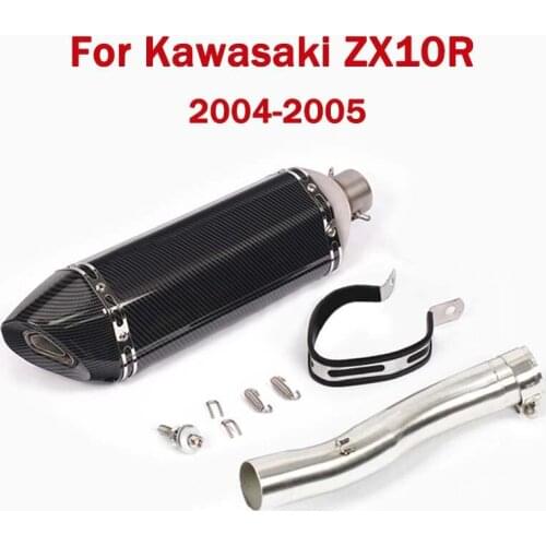 470MM Universal Exhaust Pipe Muffler With Removable DB Killer + Middle Link Pipe for Kawasaki Ninja ZX10R 2004 2005 Motorcycle