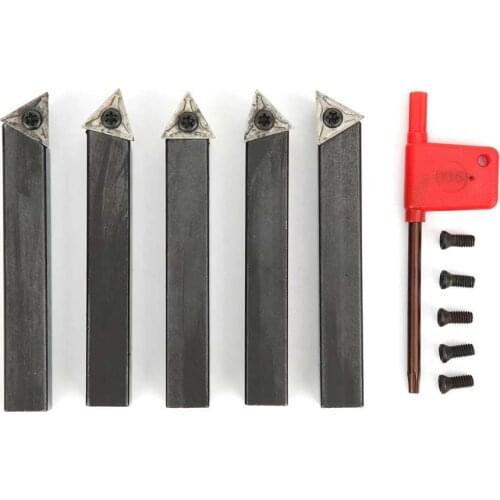 5Pcs Indexable Turning Tool Set Cemented Carbide Insert for Cutting Chamfering 1/2inch