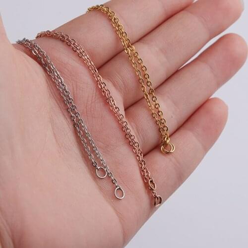 5pcs/lot 316L Stainless Steel 1.5mm Width 42cm 44cm Length Rolo Link Bulk Chain Fit DIY Necklace Chain Jewelry Making Compents