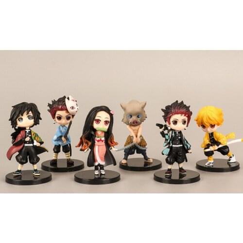 6pcs Demon Slayer Doll Anime Characters Figure Cake Decor Anime Cartoon Cake Decorations Lovely Cartoon Doll Ornament