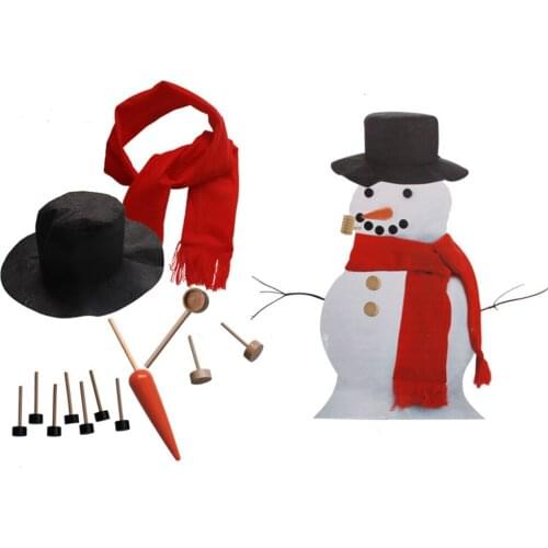 Amawill 13Pcs Christmas Snowman Accessorie Decorating Dressing Kit Winter Christmas Gift Hat Scarf Pipe Eyes Mouth Button Nose
