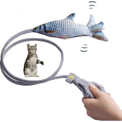Bonzerpet Cat Interaction Toy Wagging Catnip Moving Fish Toy Manual Pump Plush Tail Teaser Cat Toys