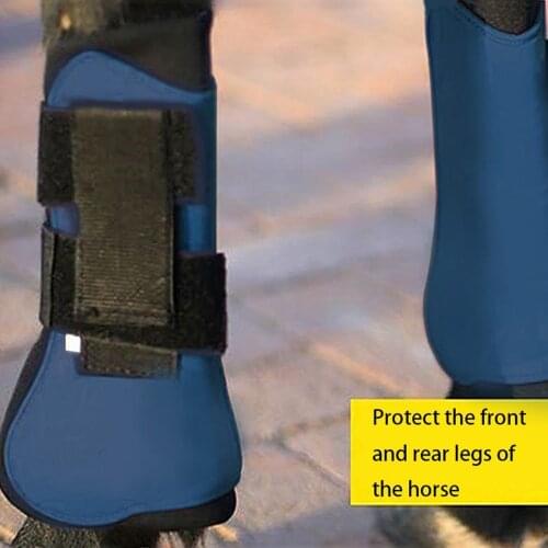 Horse Tendon Boots Set PU Equestrian Protectors Front Hind Leg Horse Riding Boots Wear Resistant Antiskid Equestrian Accessories