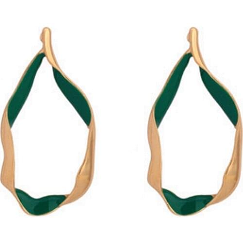 Brand Design Hot Popular Pretty Young Party Beautiful Green Oil Golden Earrings For Women Jewelry Acccessory