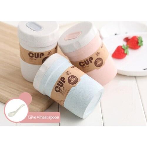 Wheat Cup Straw Cup Soup Cup Breakfast Cup Portable Wheat Cup Heat Preservation Cup Plastic Microwave Sealed Soup Can