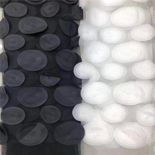 Mesh Bottom Black and White Circle Embroidery Lining Womens and Childrens Clothing Skirt Wedding Dress Embroidery Fabrics